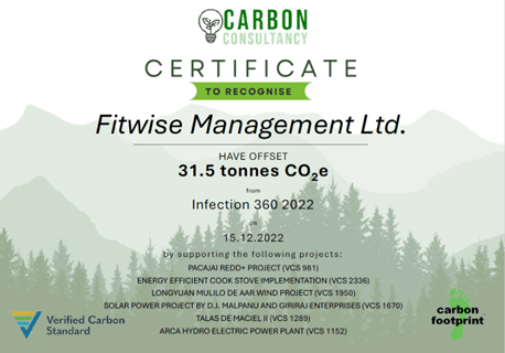 Infection 360, Sustainable Event Carbon Consultancy Certificate
